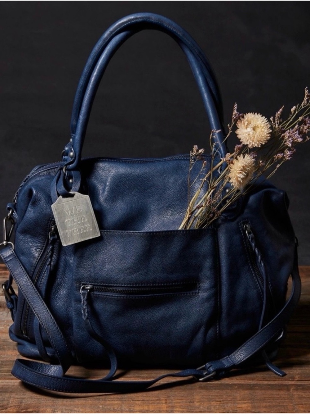 Free People Emerson Tote in Dark Rinse
